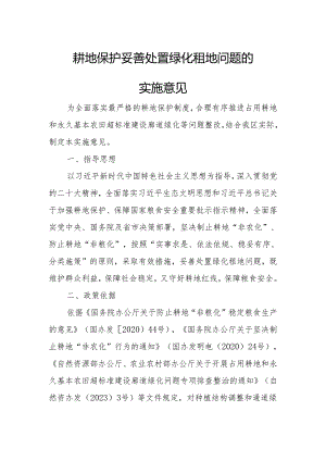 耕地保护妥善处置绿化租地问题的实施意见.docx