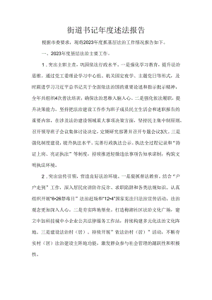 街道书记年度述法报告.docx