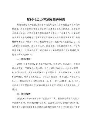 某村村级经济发展调研报告.docx
