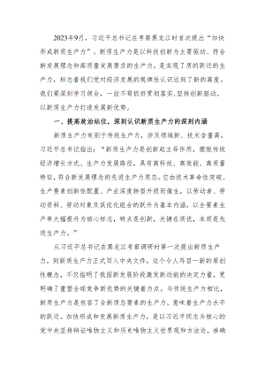 因地制宜培育新质生产力 跑出高质量发展“加速度”讲稿.docx