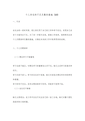 个人存在的不足及整改措施 (13).docx