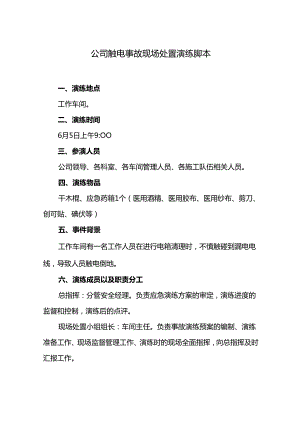公司触电事故现场处置演练脚本.docx