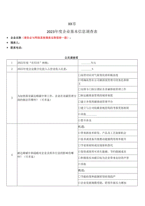 XX市2023年度企业基本信息调查表（2024年）.docx