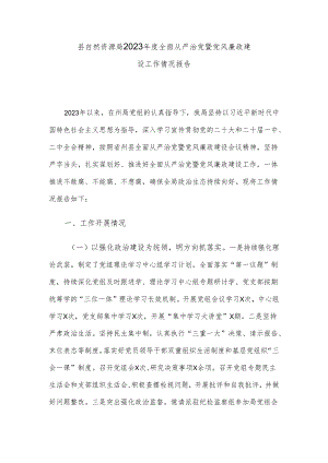 县自然资源局2023年度全面从严治党暨党风廉政建设工作情况报告.docx