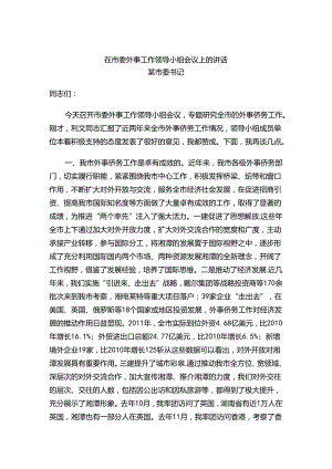 在市委外事工作领导小组会议上的讲话.docx