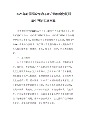 高等学校2024年开展《群众身边不正之风和腐败》问题集中整治专项实施方案 （合计5份）.docx
