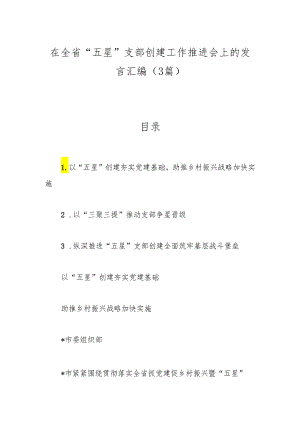 （3篇）在全省“五星”支部创建工作推进会上的发言汇编.docx