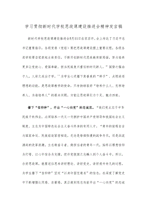 学习贯彻新时代学校思政课建设推进会精神发言稿.docx