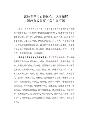 主题教育学习心得体会：巩固拓展主题教育成果要“常”抓不懈.docx