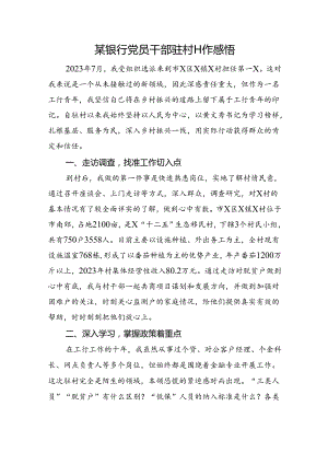 银行党员干部驻村工作心得体会发言.docx