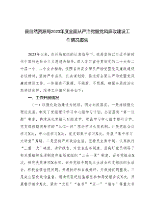 2023年度全面从严治党暨党风廉政建设工作情况报告.docx