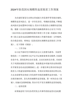 2024年防范因灾规模性返贫致贫工作预案.docx