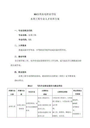 XX水利水电职业学院水利工程专业人才培养方案（2024年）.docx