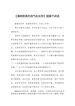 《清明祭英烈浩气永长存》等清明节国旗下讲话系列范文19篇.docx