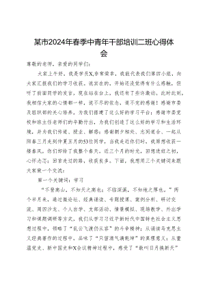某市2024年春季中青年干部培训二班心得体会.docx