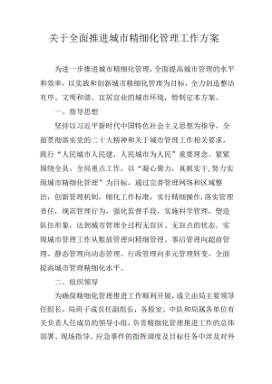 关于全面推进城市精细化管理工作方案.docx