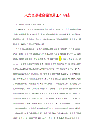 人力资源社会保障局工作总结.docx