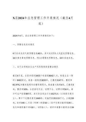 X县2024年应急管理工作开展情况（截至4月底）.docx