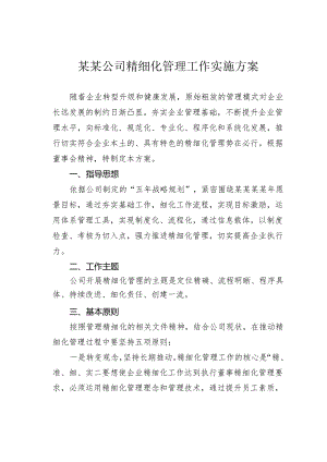 某某公司精细化管理工作实施方案.docx