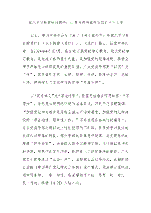 党纪学习教育研讨感悟：让责任担当在守正笃行中不止步.docx