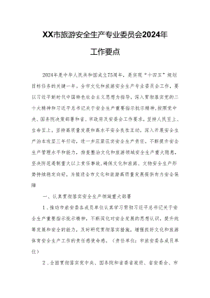 XX市旅游安全生产专业委员会2024年工作要点.docx