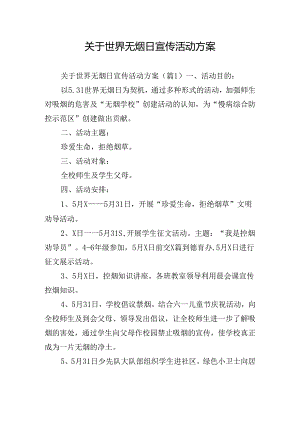 关于世界无烟日宣传活动方案.docx