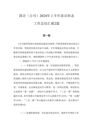国企（公司）2024年上半年意识形态工作总结汇报2篇.docx