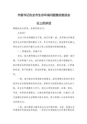 市委书记在全市生态环境问题整改推进会议上的讲话.docx