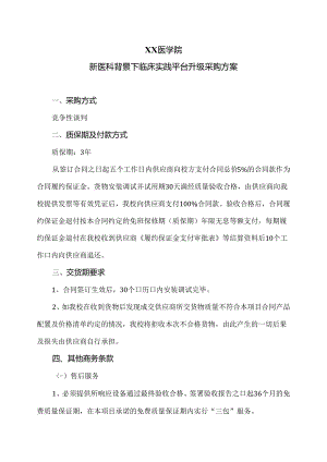 XX医学院新医科背景下临床实践平台升级采购方案（2024年）.docx