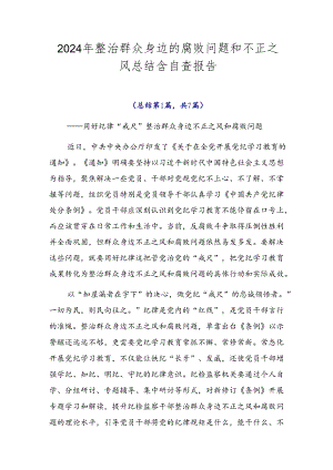 2024年整治群众身边的腐败问题和不正之风总结含自查报告.docx