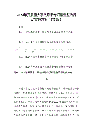 2024年开展重大事故隐患专项排查整治行动实施方案(8篇集合).docx