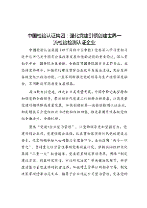 中国检验认证集团：强化党建引领创建世界一流检验检测认证企业.docx