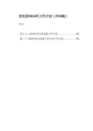 党支部2024年工作计划20篇供参考.docx