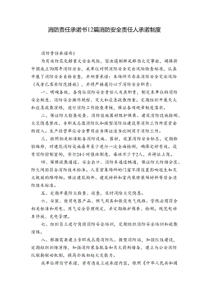 消防责任承诺书12篇 消防安全责任人承诺制度.docx