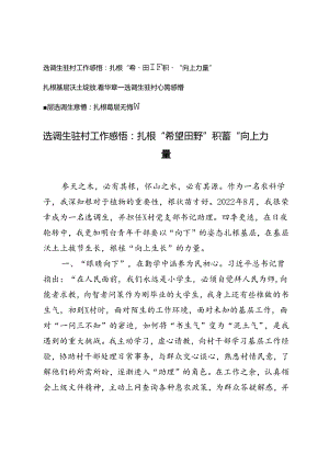 2024年选调生驻村工作感悟心得体会3篇.docx