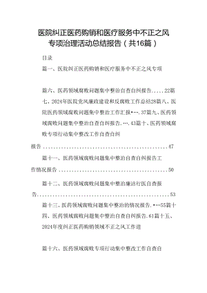 （16篇）医院纠正医药购销和医疗服务中不正之风专项治理活动总结报告范文.docx