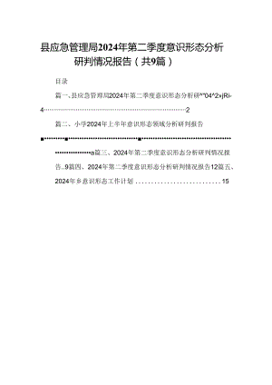 县应急管理局2024年第二季度意识形态分析研判情况报告9篇（精选版）.docx