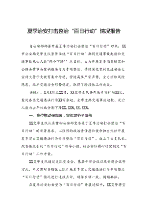 二十三篇2024年开展夏季整治“百日行动”情况汇报.docx