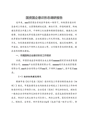 某市国资国企意识形态工作情况调研报告.docx