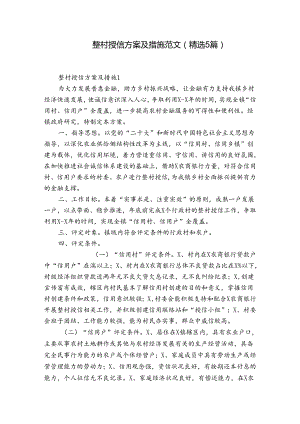 整村授信方案及措施范文(精选5篇).docx