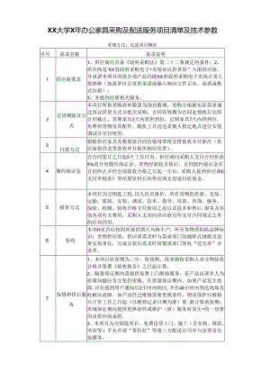 XX大学X年办公家具采…清单及技术参数（2024年）.docx