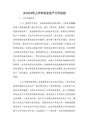 乡镇2024年上半年安全生产工作总结.docx