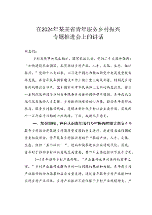在2024年某某省青年服务乡村振兴专题推进会上的讲话.docx