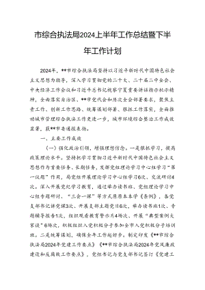 市综合执法局2024上半年工作总结暨下半年工作计划.docx
