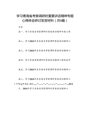 9篇学习青海省考察调研时重要讲话精神专题心得体会研讨发言材料（最新版）.docx