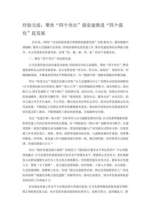 经验交流：聚焦“四个突出”强党建 推进“四个强化”促发展.docx