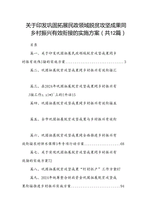 关于印发巩固拓展民政领域脱贫攻坚成果同乡村振兴有效衔接的实施方案（共12篇）.docx