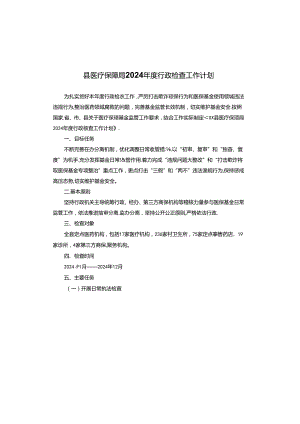 县医疗保障局2024年度行政检查工作计划.docx
