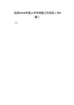 支部2024年度上半年党建工作总结（共9篇）.docx