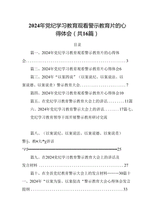 2024年党纪学习教育观看警示教育片的心得体会【16篇】.docx